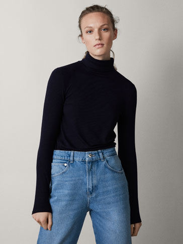 ribbed t-shirt lyocell capsule winter de Massimo Dutti sur SCANDALOOK