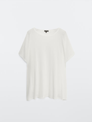 lyocell and linen short-sleeved t-shirt de Massimo Dutti sur SCANDALOOK