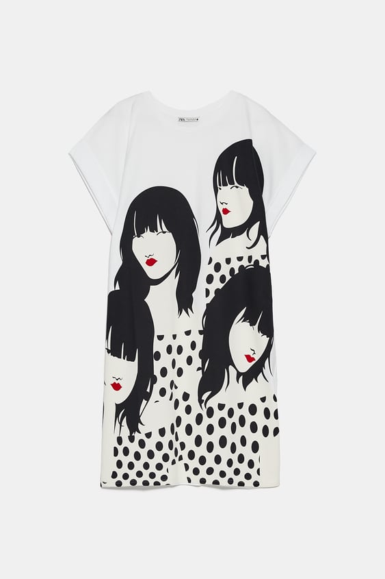 dress with print on the front de Zara sur SCANDALOOK