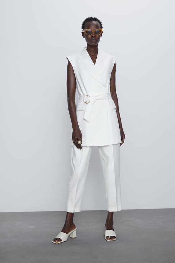 waistcoat with belt de Zara sur SCANDALOOK