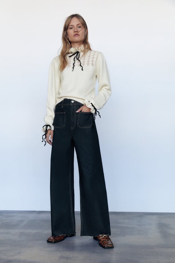 knitted sweater with bows de Zara sur 