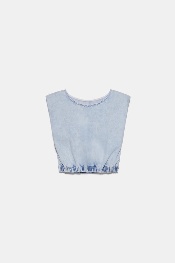 shoulder denim top de Zara sur SCANDALOOK