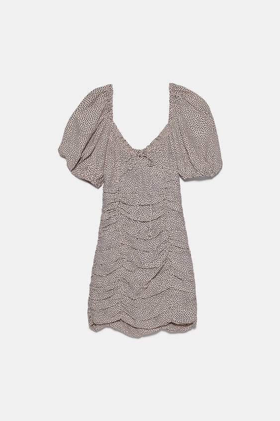 polka dot draped dress de Zara sur SCANDALOOK