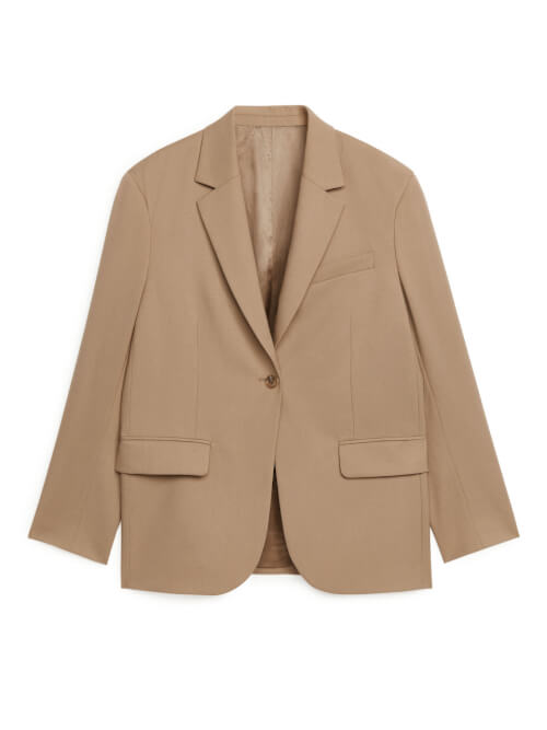 oversized wool hopsack blazer - dark beige - arket nl de ARKET sur SCANDALOOK